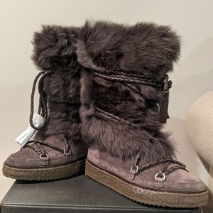 Frye Women's Dark Brown Suede & Fur Winter Boots